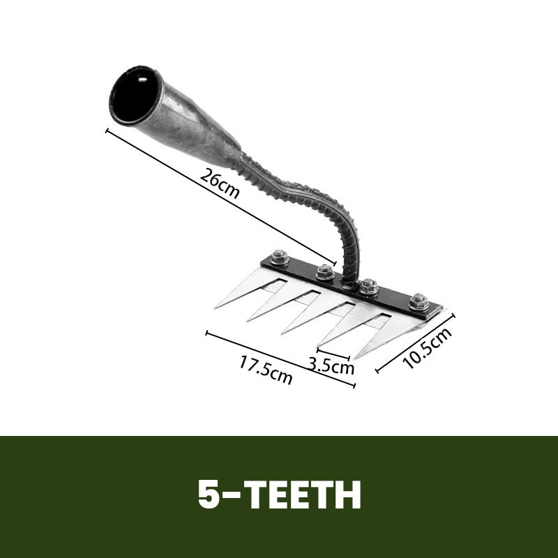 Garden Rake Made of Carbon Steel – Weed Remover, 5–8 Teeth, Sturdy & Rust-Free