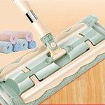 Flat Mop with Stainless Steel Handle and Reusable, Washable Cleaning Cloths