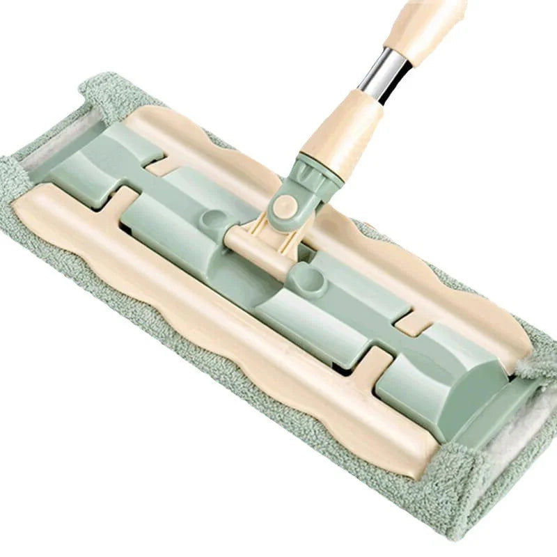 Flat Mop with Stainless Steel Handle and Reusable, Washable Cleaning Cloths