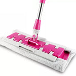 Flat Mop with Stainless Steel Handle and Reusable, Washable Cleaning Cloths