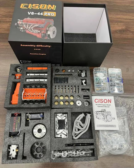 V8 Engine Model Kit with Working Combustion Engine | Metal Gas Engine | RC-Compatible Technical Model for Enthusiasts
