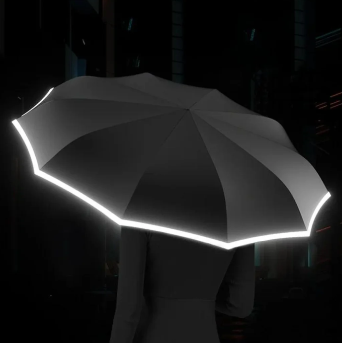 Wind-Resistant Umbrella with Reflective Trim
