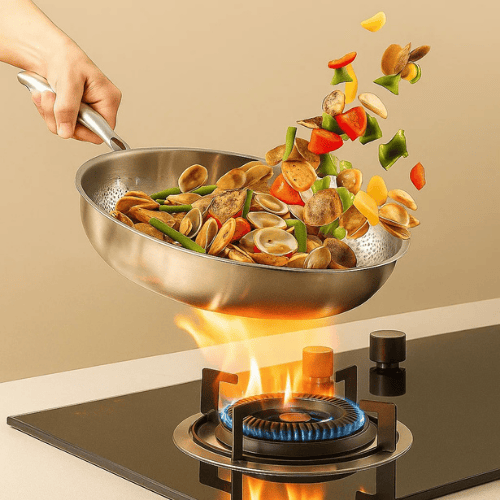 Premium Titanium Frying Pan – High-Quality Uncoated Cookware for All Stove Types