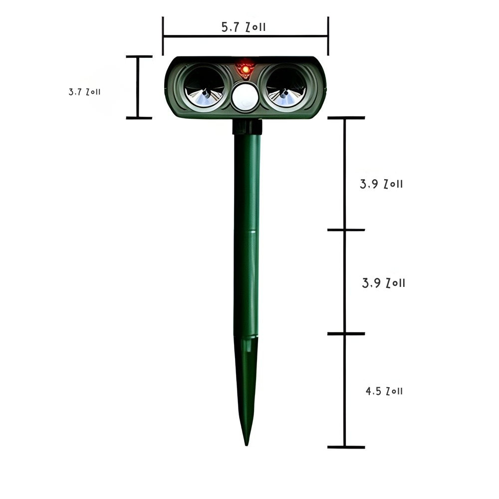 Ultrasonic Solar Animal Repeller for Gardens - 8–10m Range, IP66, 13.5–45.5kHz