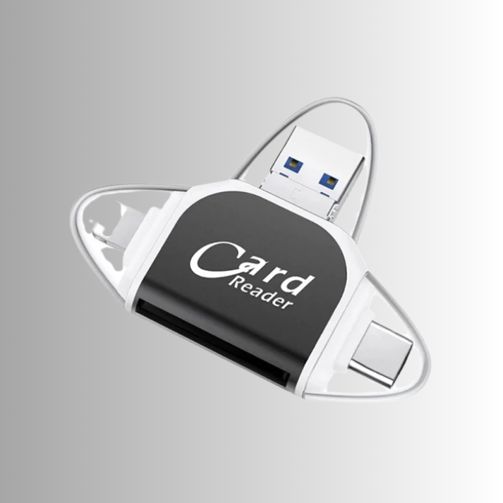 Buy One Get One Free | 4-in-1 Card Reader – USB, USB-C, Micro-USB & Lightning with SD/Micro-SD Slot