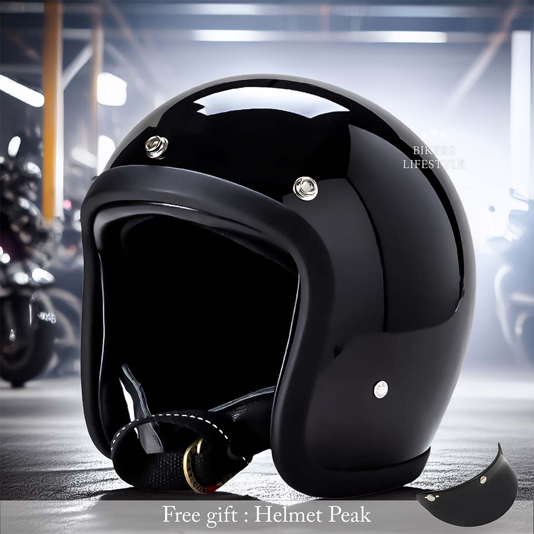 Retro Low Profile Motorcycle Helmet - DOT and ECE Certified