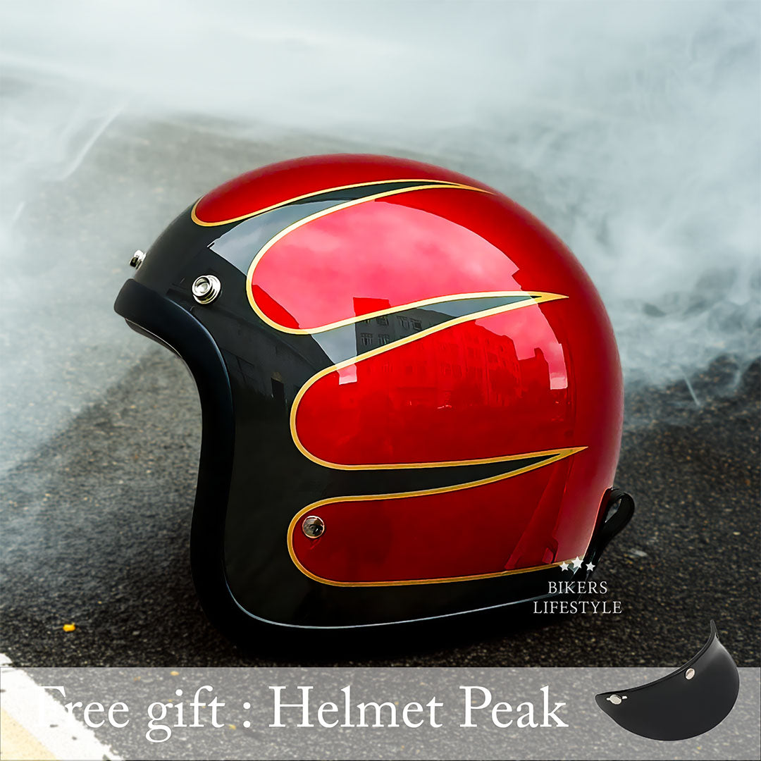 Retro Low Profile Motorcycle Helmet - DOT and ECE Certified